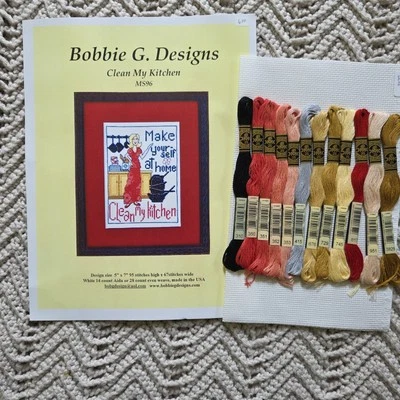 Bobbie G. Designs LIMPIAR MI COCINA - Kit punto de cruz - madejas DMC completas Foto 1 de 3