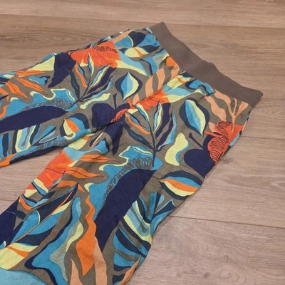 Pantalones de lino Soft Surroundings Aliso Point hoja tropical pierna ancha talla L ropa de resort Foto 1 de 4