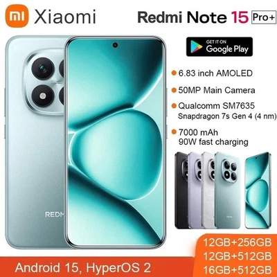 Original Xiaomi Redmi Note 15 Pro+ Plus 5G Smartphone 6.83'' Snapdragon 7s Gen 4 - Image 1 of 4