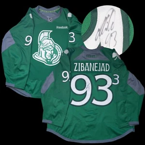 Mika Zibanejad Signed St.Patricks Day Ottawa Senators Pro Reebok hockey jersey - Picture 1 of 10