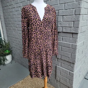 Loft Womens Leopard Drop Waist Shift Dress Size Large - Picture 1 of 9