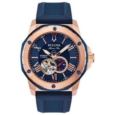 Bulova 98A227 Men's Marine Star Blue Dial Strap Automatic Watch - Image 1 of 3