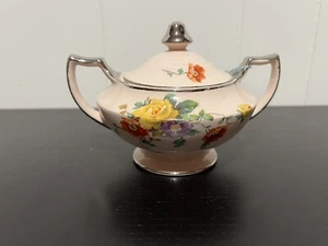 Zuccheriera con coperchio Royal Beige Ware Carolina Rose anni '30 - Foto 1 di 7