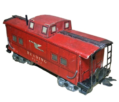 Marx Tin Lithographed Reading 92812 Red Caboose O27 D7 - Image 1 of 4