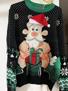 Women’s/Unisex Ugly Christmas Sweater/Santa/graphic Crew neck NWT - Picture 1 of 6