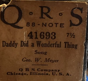 qrs player piano roll #41693 daddy did a wonderful thing - Picture 1 of 3