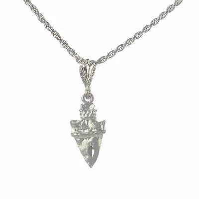Colgante punta de flecha 3D de plata 925 maciza con cadena de cuerda Italia de 18", ¡muy resistente! Foto 1 de 4