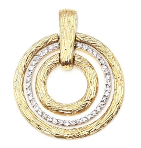 EXUC Yellow Gold Tone Vermeil 925 Sterling Silver Circles Charm Pendant - Picture 1 of 11