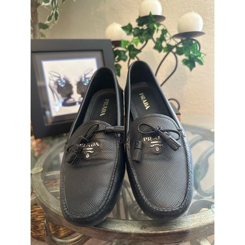 LUSSO MOCASSINI GUIDA PRADA SCARPE PANTOFOLE 1DD036 NERO EU38 US 8 autentiche