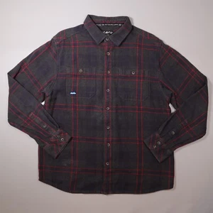 Kavu Shirt Gray Heavyweight Soft Flannel Plaid Outdoor Hiking Mens Large L - Picture 1 of 8