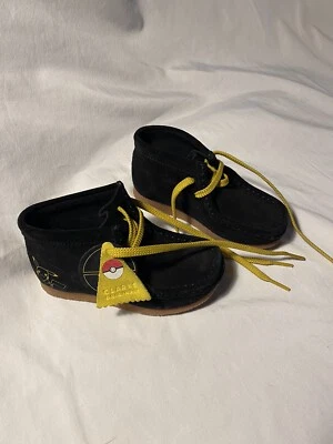 Clarks Original Pokemon Wallabee Mist Pikachu Suede Black Boot Shoe Kids 8 1/2 W - Image 1 of 4