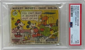 1935 Mickey Mouse Gum Card Type II You Can't Make A... #35 Walt Disney PSA PR 1 - Picture 1 of 2
