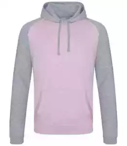 JH009 Baby Pink / Heather Grey AWDIS Baseball Hoodie 280gsm Ladies Small - Picture 1 of 2