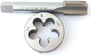 3/4"-18 UNS Tap and Die Set HSS Thread Tap with Round Threading Die Right Hand - Picture 1 of 2