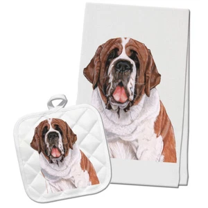 Saint Bernard Kitchen Dish Towel and Pot Holder Gift Set - Picture 1 of 1