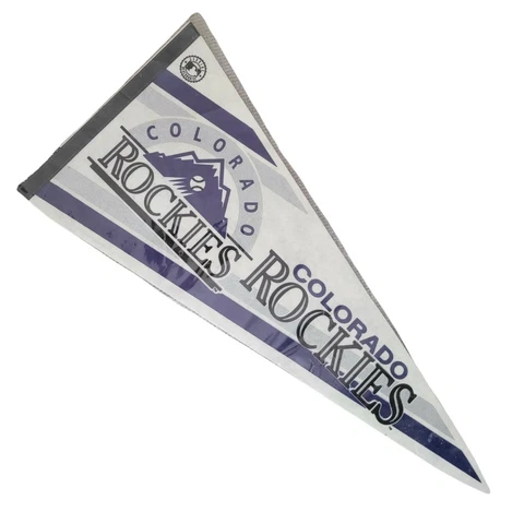 RARE 90s Colorado Rockies full sized pennant vintage MLB Good Condition Purple Cover