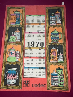 Torchon ancien calendrier publicitaire 1970 Codec - Photo 1/3