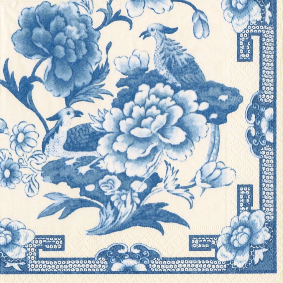 Синие и белые коктейльные салфетки коробка из 40 одноразовых принадлежностей для вечеринок - Изображение 1 из 1