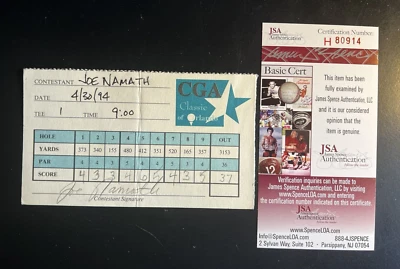 NFL SUPER BOWL JOE NAMATH'S SIGNED ORIGINAL 1994 GOLF SCORECARD W/JSA!!!!! - Image 1 of 4