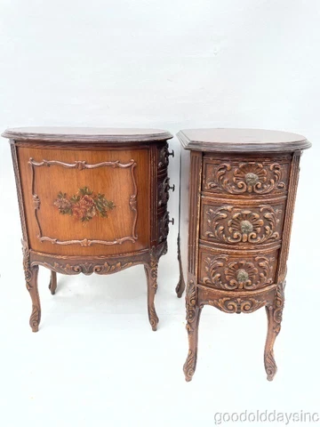 2 Unusual Hand Painted Antique French Style Side Table Sofa Chair Nightstand Cover