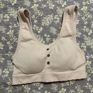 Lucky Brand Bralette Ribbed Button Bra Size Small - Bild 1 von 6