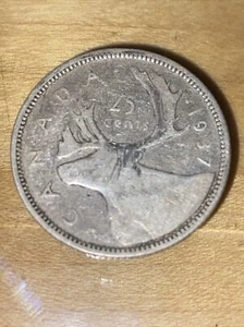 1937 kanadisches Silberviertel - fünfundzwanzig Cent - Bild 1 von 11