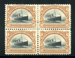 UNITED STATES SCOTT #299 10c PAN AMERICAN EXPOSITION BLOCK HINGED WITH REMNANTS - Picture 1 of 2