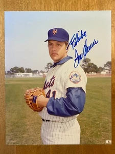 Foto firmada de Tom Seaver con Mike 8x10 de los Mets de Nueva York MLB béisbol automático de la corte - Imagen 1 de 2