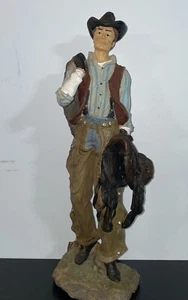 Vintage Montana Cowboy Figurine Statue Hat Chaps Saddle Roper Estate 18" - Picture 1 of 16