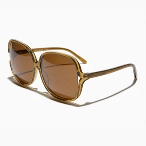 Oversized Square Polarized Brown Lens Sunglass Crystal Amber Frame - Jackie - Picture 1 of 3