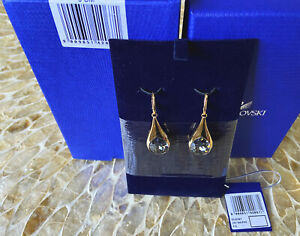 RARE Authentic Swarovski Rose Gold plated Crystal Drop Leverback Earrings  