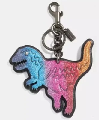 Coach Cuero Brillo Arco Iris Rexy Dinosaurio Llavero Llavero Bolso Dije 27717 Foto 1 de 4