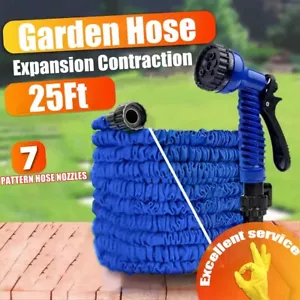 Garden Hose 25ft Extra Strength Fabric Flexible Expanding Hose with Spray Nozzle - Picture 1 of 7