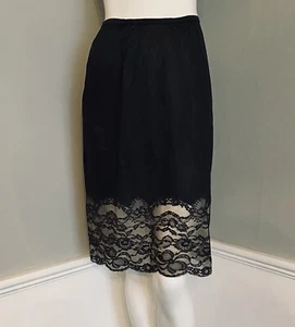 Vintage Saramae Black Half Slip Silky Nylon Lace Lingerie1950s Union Tag Size S - Picture 1 of 12