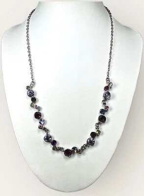 Vintage Napier Silver Tone Red Purple Pink Yellow AB Rhinestones 18” Necklace - Image 1 of 4