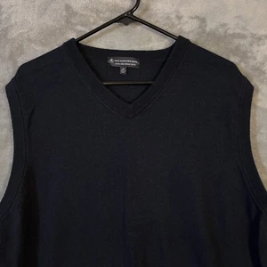 Hart Schaffner Marx Sweater Vest Mens 2XB Navy V 100% Extra Fine Merino Wool - Picture 1 of 7