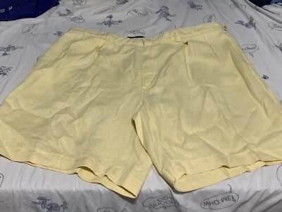 Pantalones Cortos Polo Ralph Lauren 100% Lino Amarillo Plisado Talla 38 Foto 1 de 4