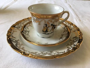 Edles Kaffeeservice Bavaria Germany 24 Karat Gold Handarbeit Seltenes Motiv - Bild 1 von 8