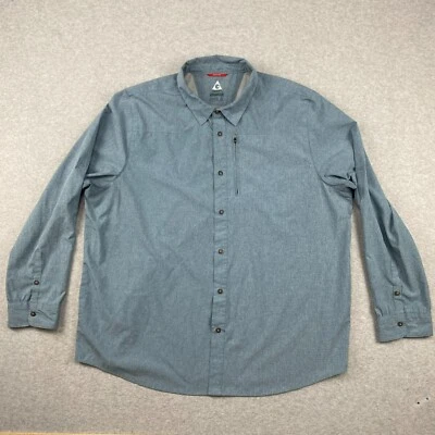 Camisa masculina Gerry com botões 2XL XXL azul ventilada elástica rolo aba manga externa - Imagem 1 de 4