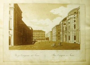 Torino Piazza Carignano rara incisione 1917 - Picture 1 of 1