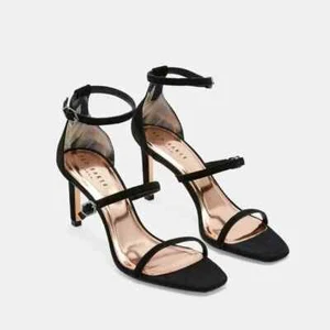 Ted Baker Heels Damen 40,5 EU 10 US Sandalen Schwarz Dreifachriemen Schuhe Neu - Bild 1 von 12