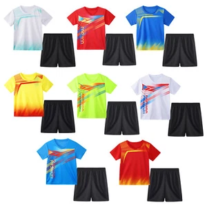 Kids Boys Outfit Elastic Waistband Shorts Football Jerseys Short Sleeve Soccer - Picture 1 of 89