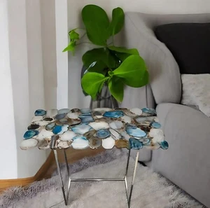 12"x18" Natural Agate Stone Side Table Top Luxury Living Room Interior Decor - Picture 1 of 8