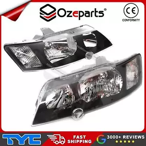 Pair LH+RH Head Light Head Lamp Black Fits Holden VY Commodore SS SV8 2002~2004 - Picture 1 of 5
