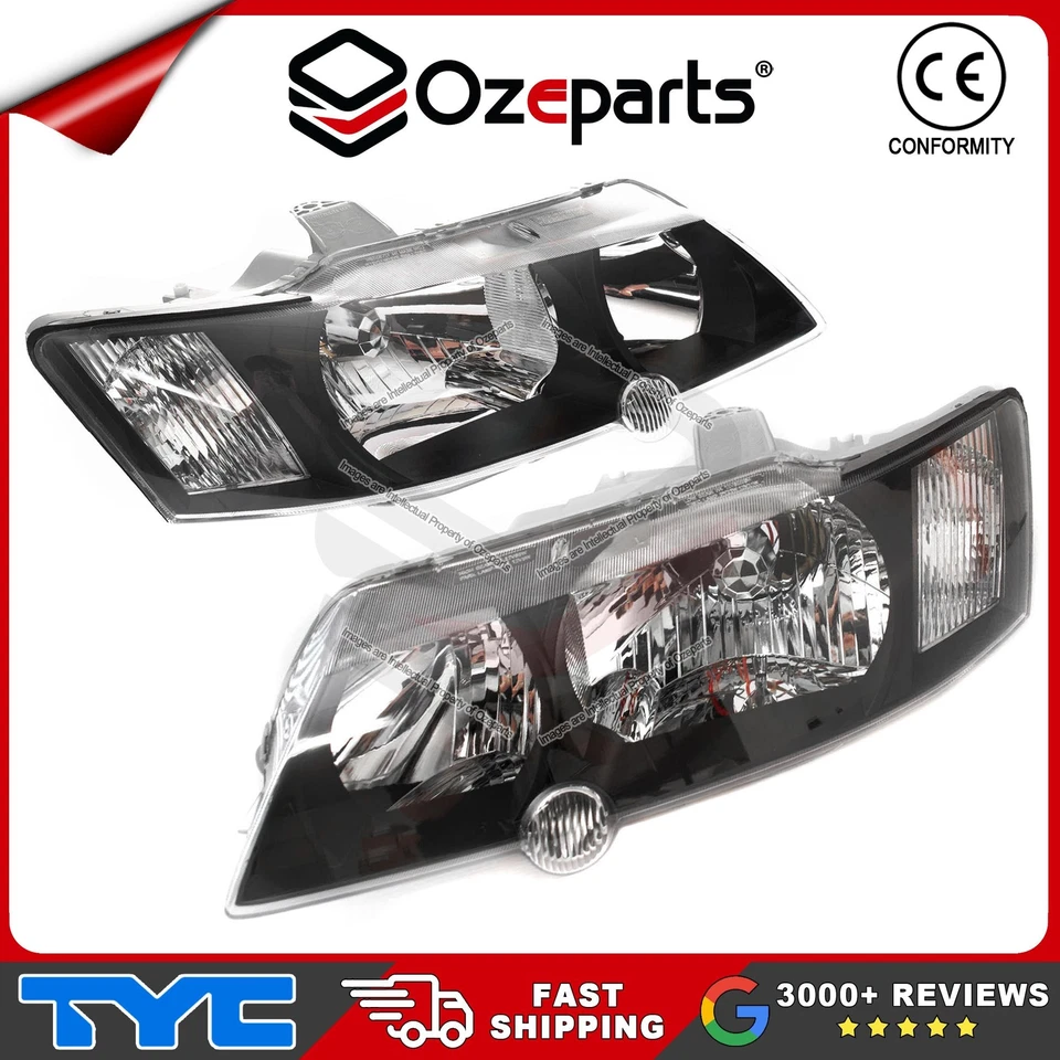 Pair LH+RH Head Light Head Lamp Black Fits Holden VY Commodore SS SV8 2002~2004 - Image 1 of 4