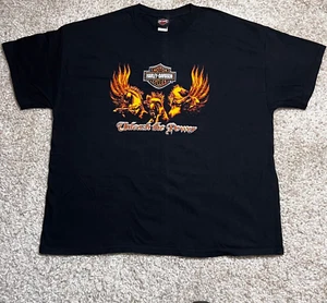 Camisa Harley Davidson Hombre 3XL XXXL Negra Alada Llama Sementales Motociclista - Imagen 1 de 12