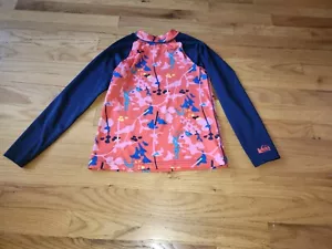 REI Rash Guard Girl's Sz Med 10-12 Long Sleeve Swim Shirt Poly/spandex EUC - Picture 1 of 3
