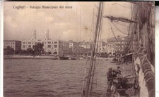 CARTOLINA CAGLIARI CITTA' NON VIAGGIATA PALAZZO COMUNALE DAL MARE ANIM REGALO