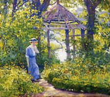 Dream-art Oil painting Guy_Rose-Girl_in_a_Wickford_Garden_New_England landscape