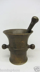 mortero antiguo pistilo mortero bronce macizo  - Imagen 1 de 9